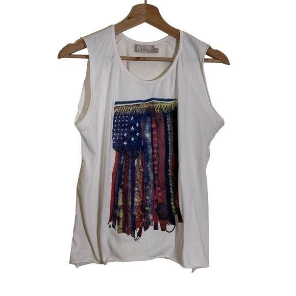 Nation LTD Tops - Nation LTD by Jen Menchaca White flag tank